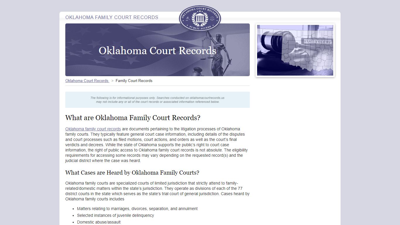 Oklahoma Family Court Records | OklahomaCourtRecords.us